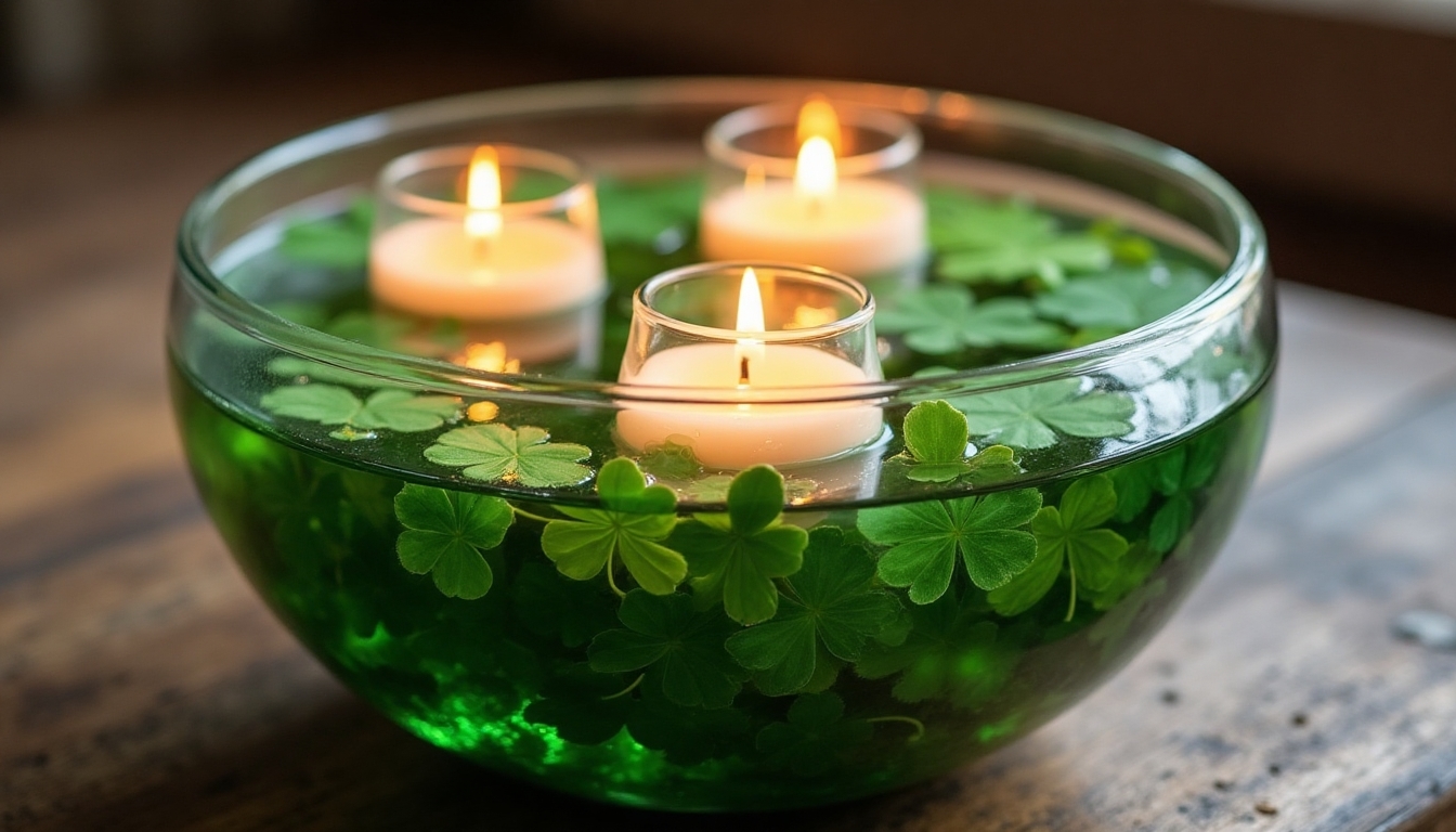 floating candles and shamrocks