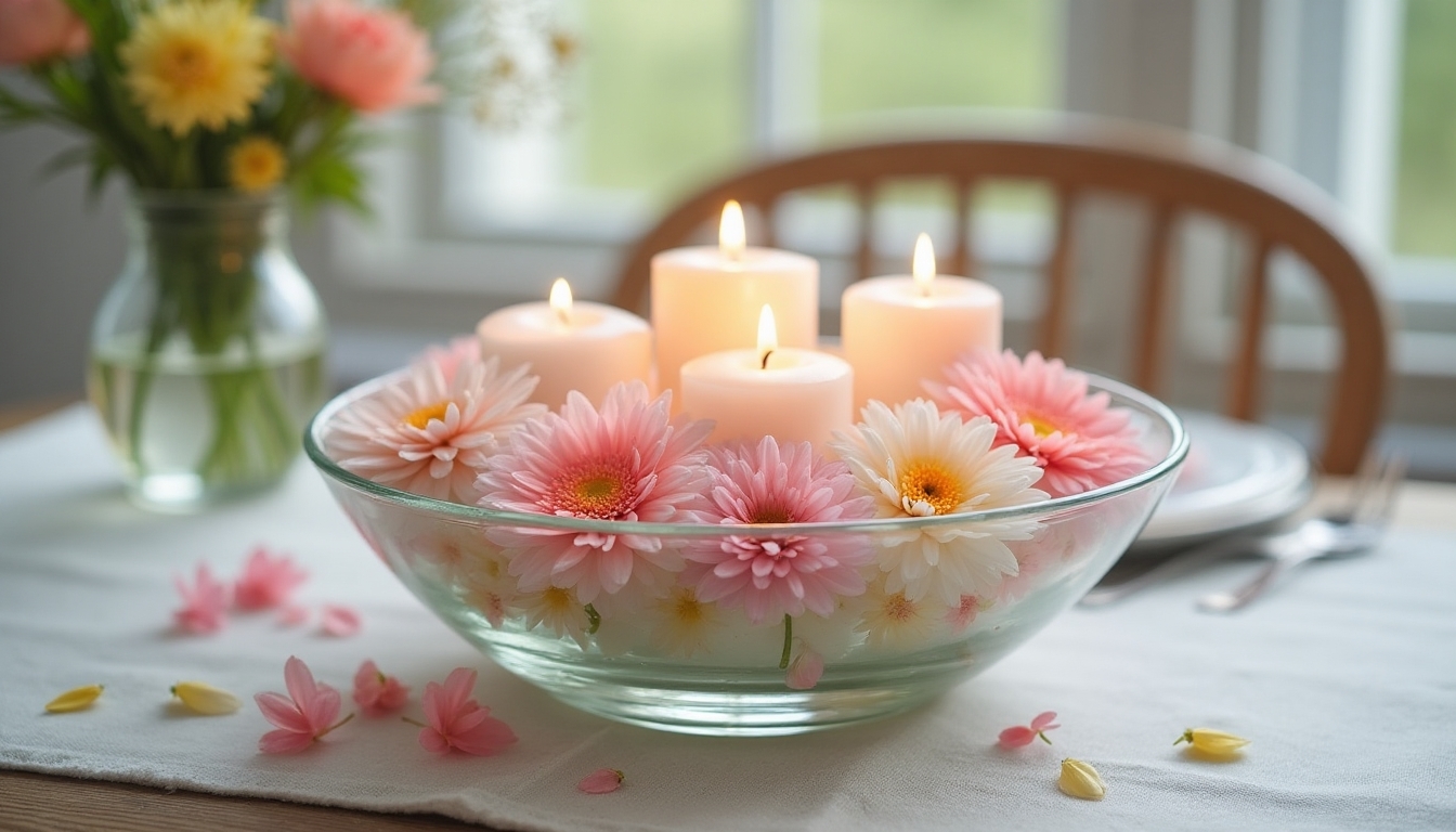 floating candles with flowers