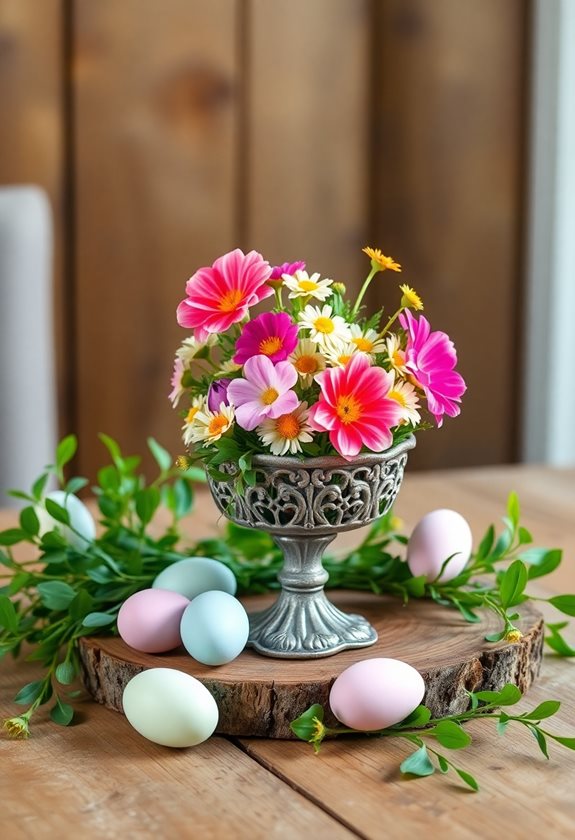floral accented egg stand