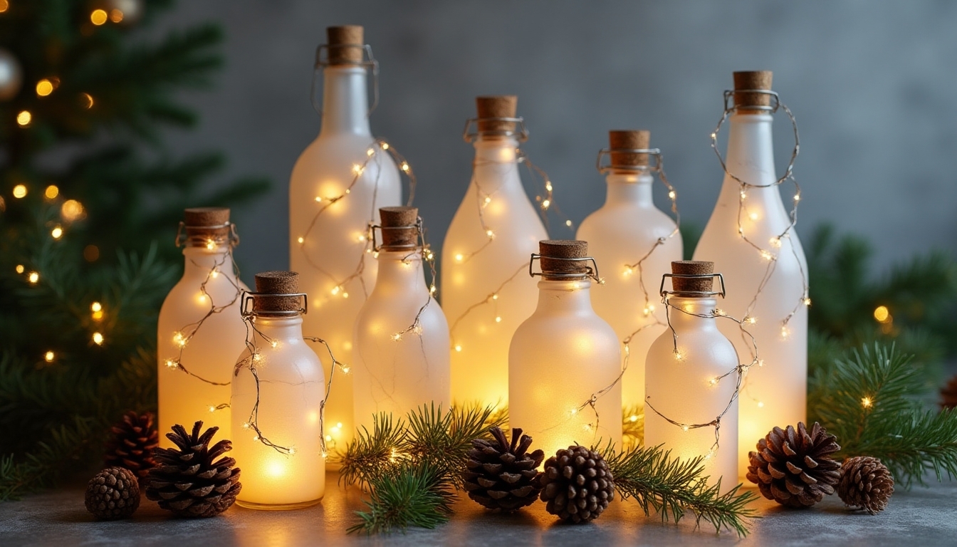 frosted glass bottle centerpiece