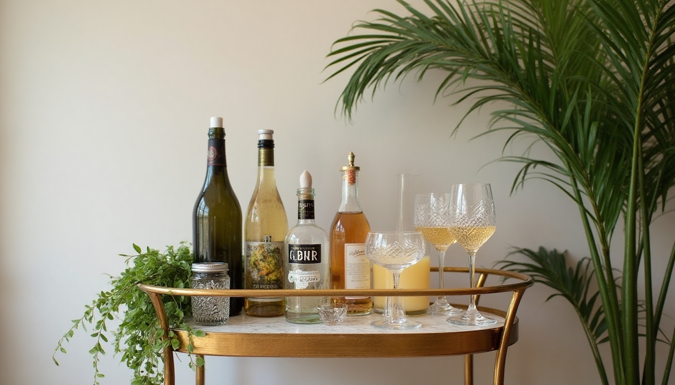 glamorous bar cart styling