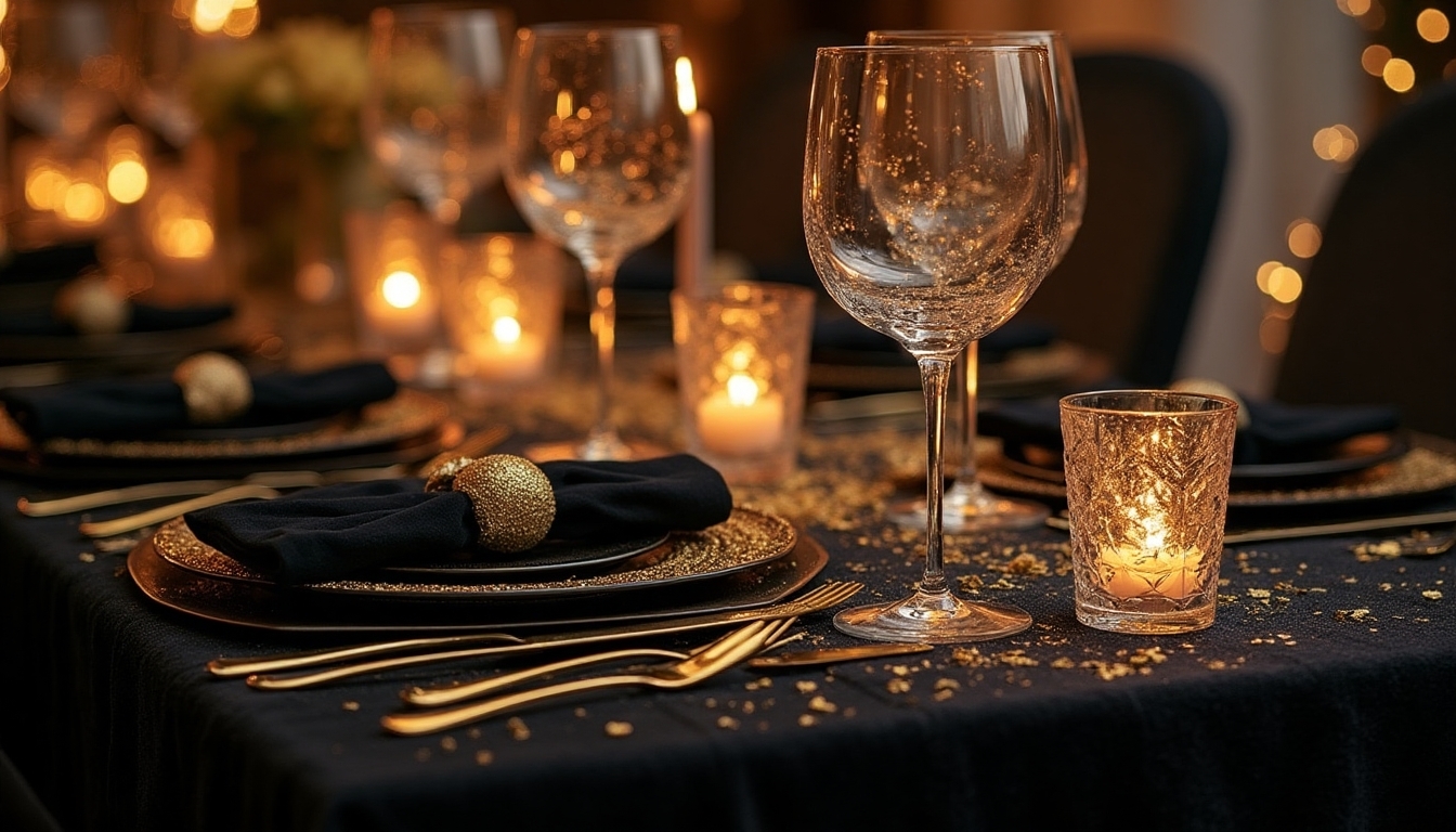 glamorous black gold setting