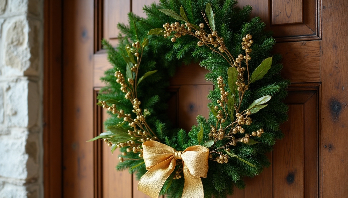 glamorous gold wreath accents