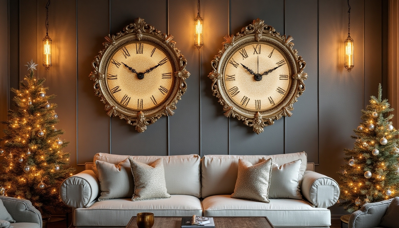 glittering clock themed decorations