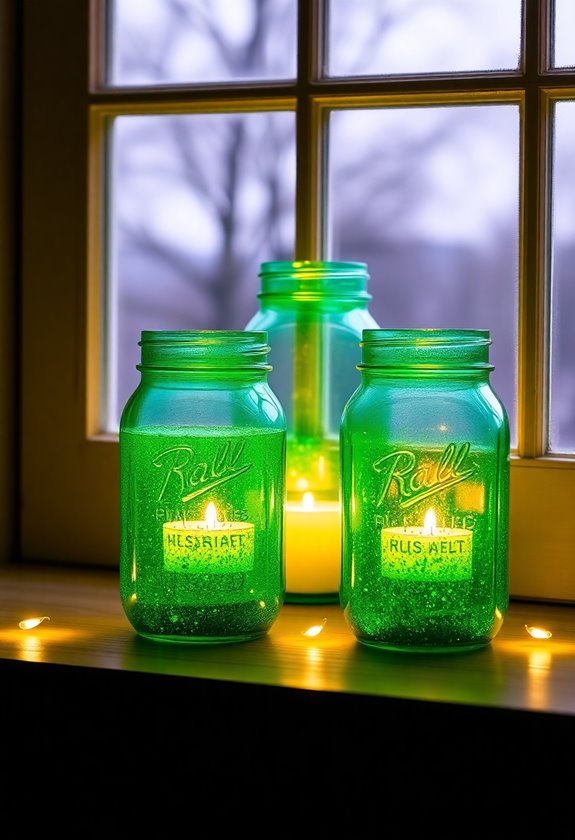 glittery mason jar lanterns