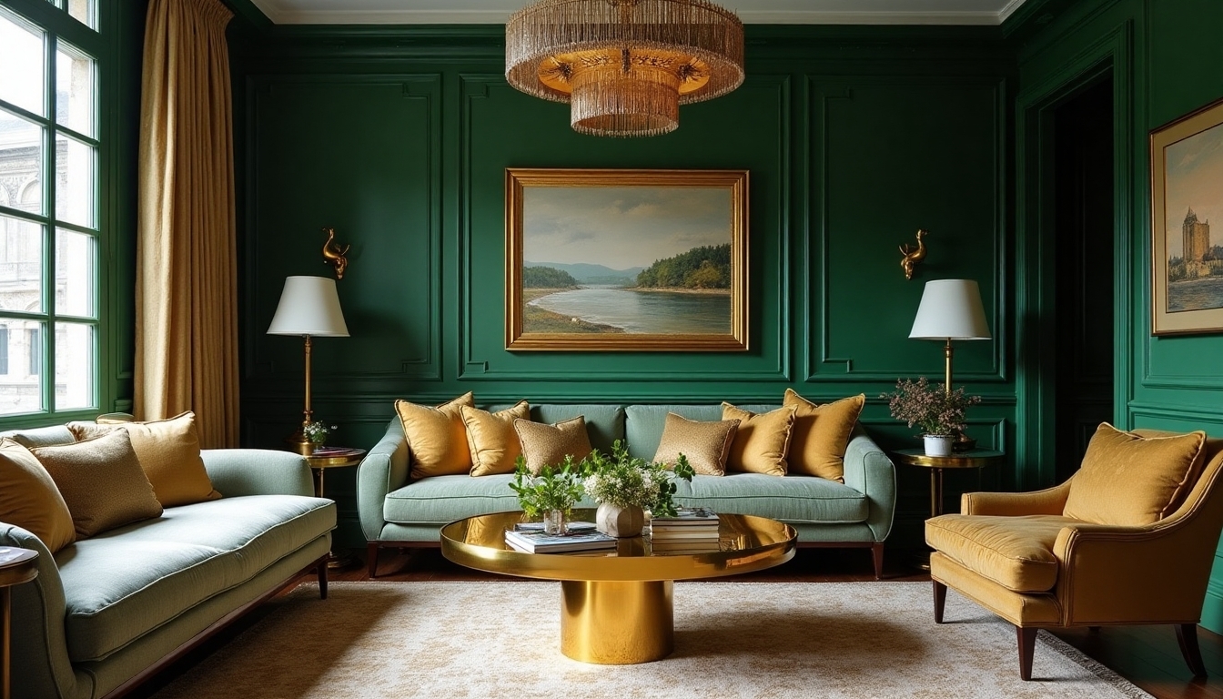gold accents enhance green