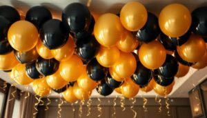 gold and black balloons