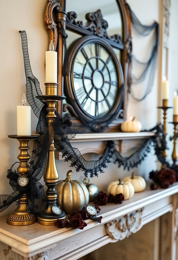 gothic halloween mantel decor