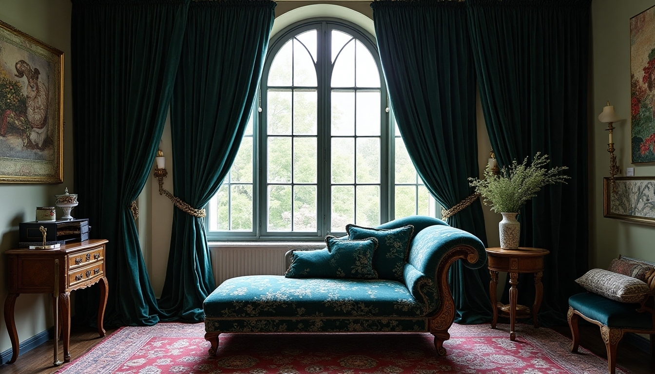 gothic velvet curtains and cushions