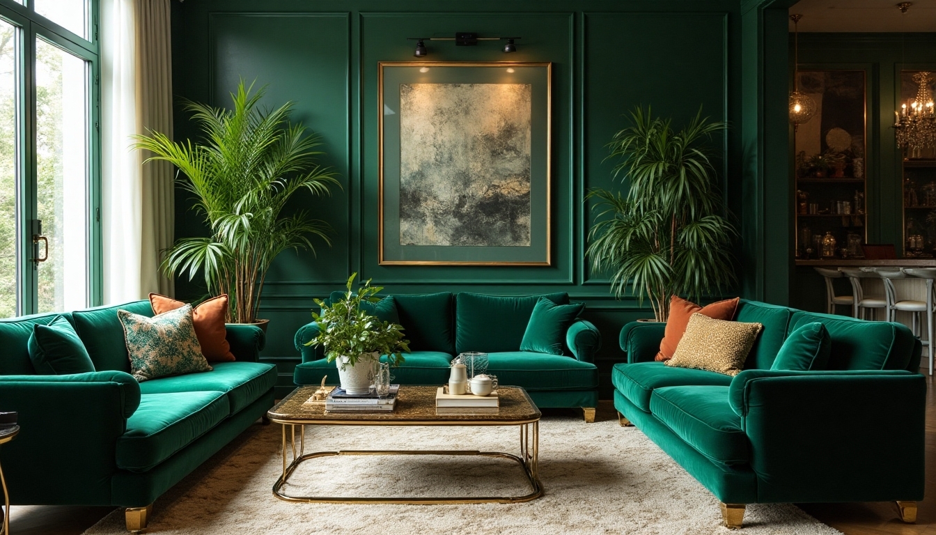 green and gold accents