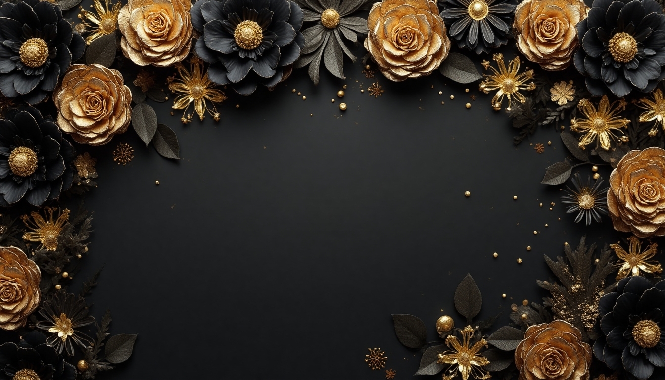 handcrafted black and gold flowers