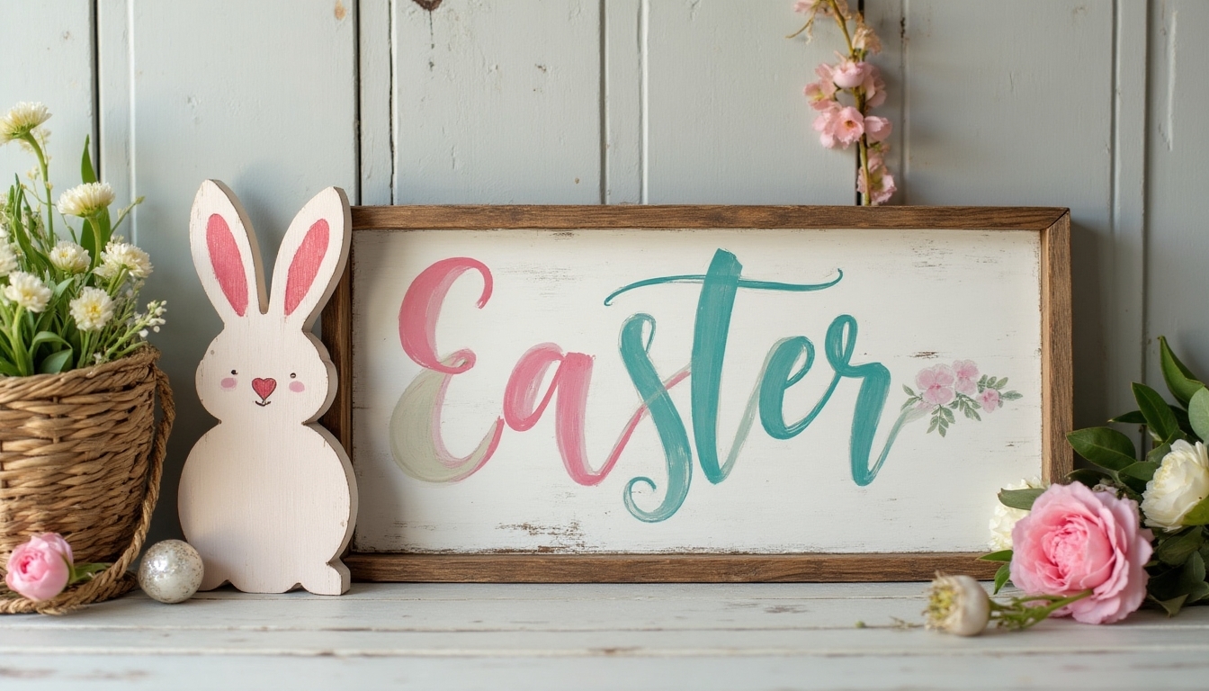 handcrafted vintage easter signs