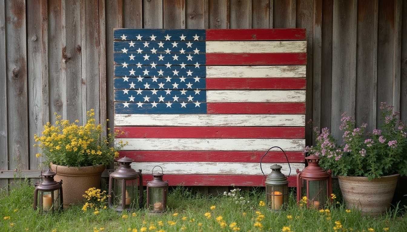 handcrafted vintage wooden flag