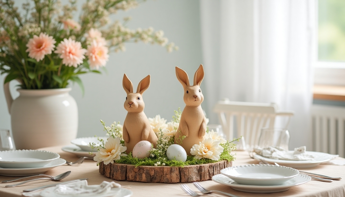 handcrafted wooden easter bunnies