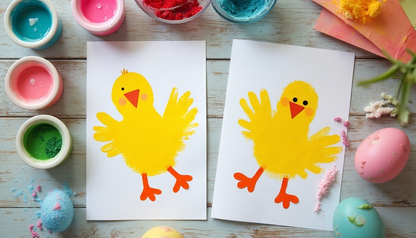 handprint easter chick cards