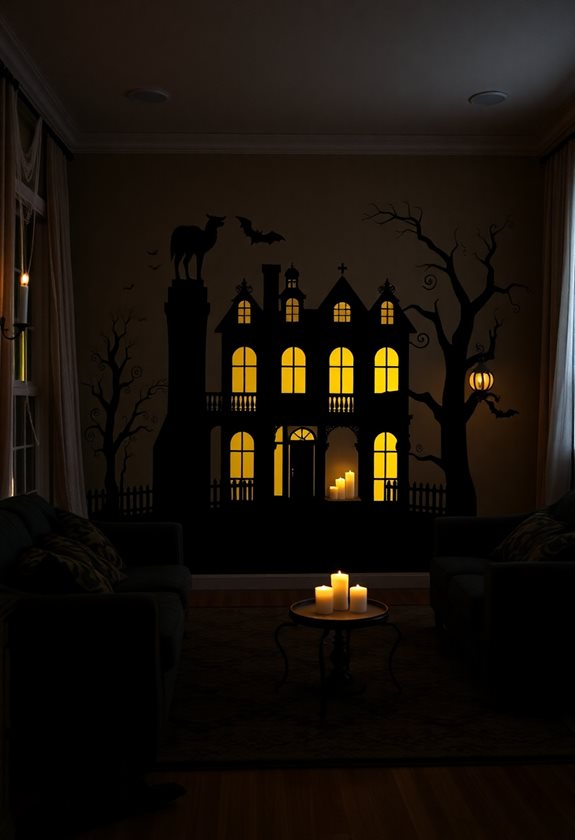 haunted house silhouette stickers