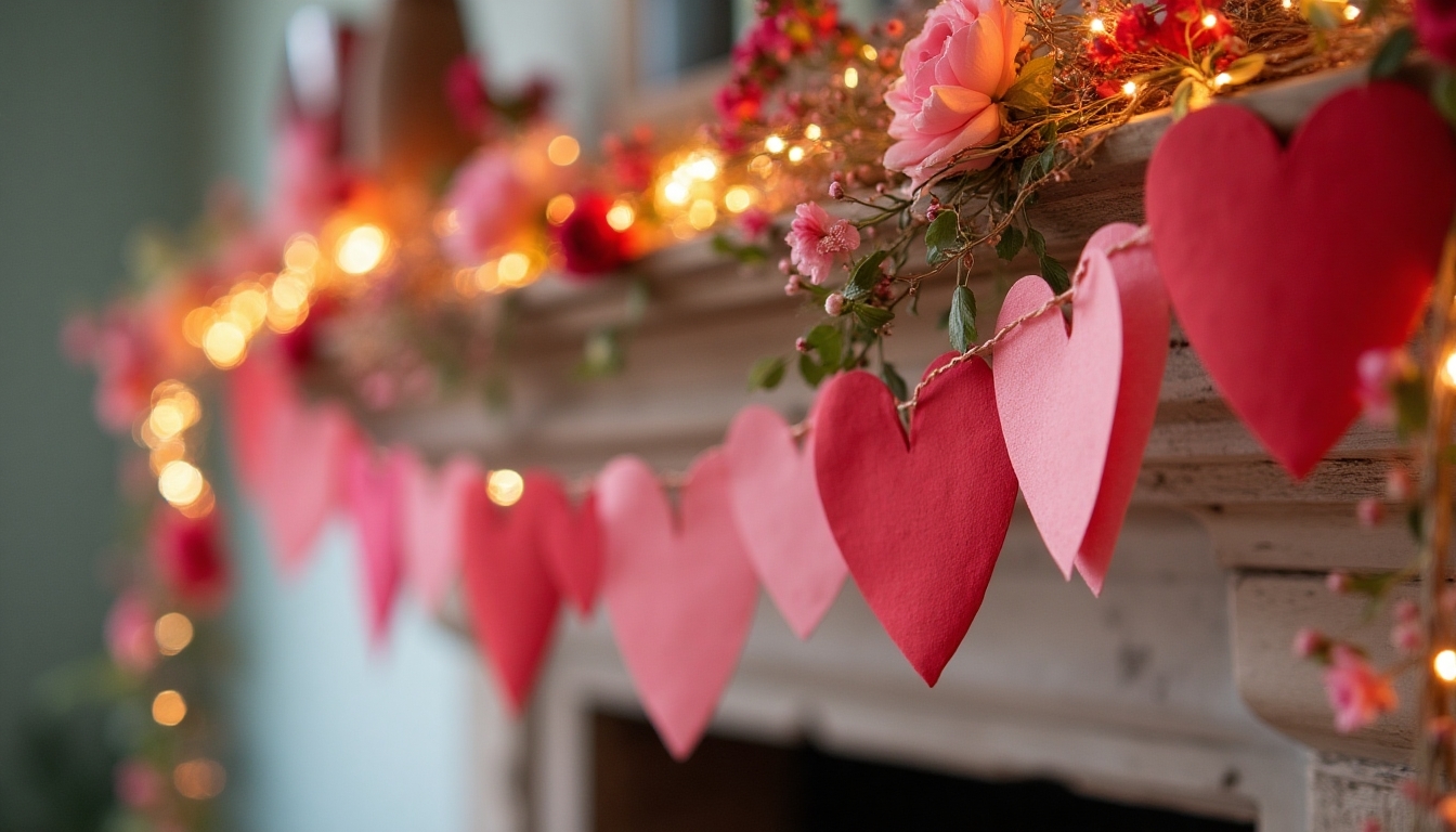 heart garland with decorations