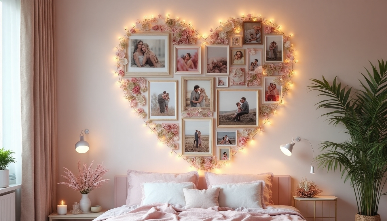 heart shaped photo display