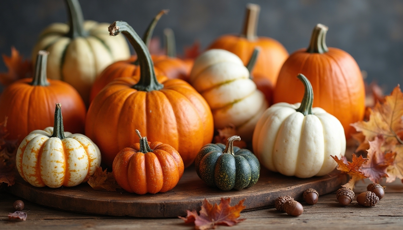 heirloom pumpkin autumn display