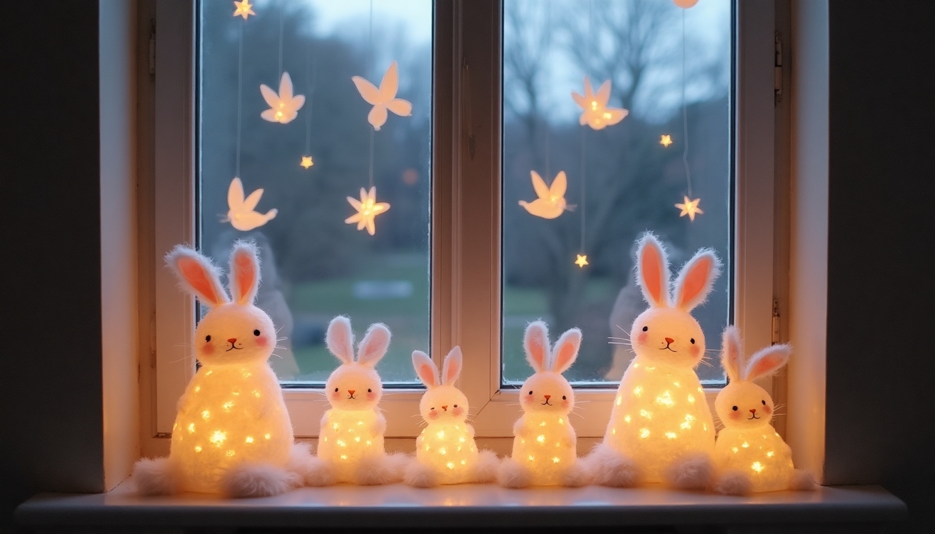 illuminated bunny window decorations