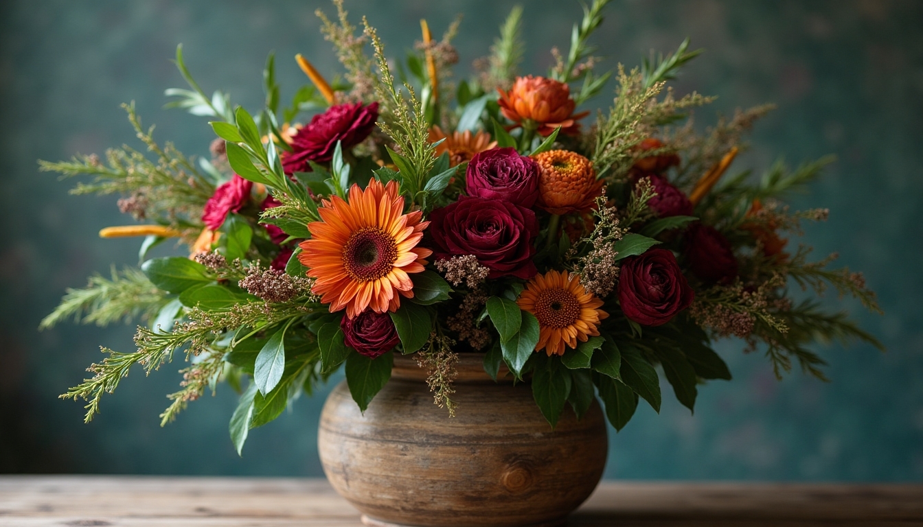 jewel toned floral arrangements