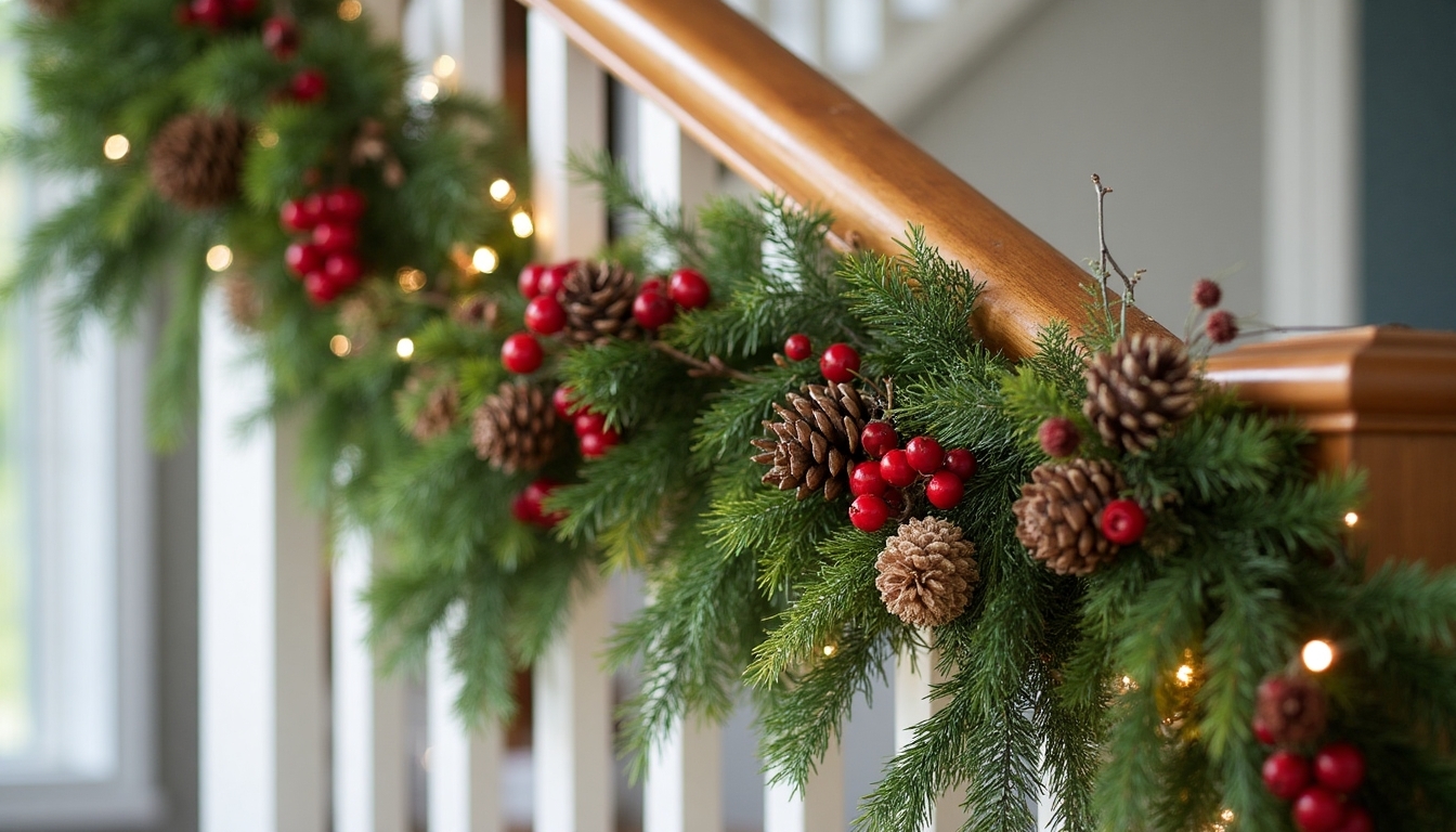 layered greenery for banisters