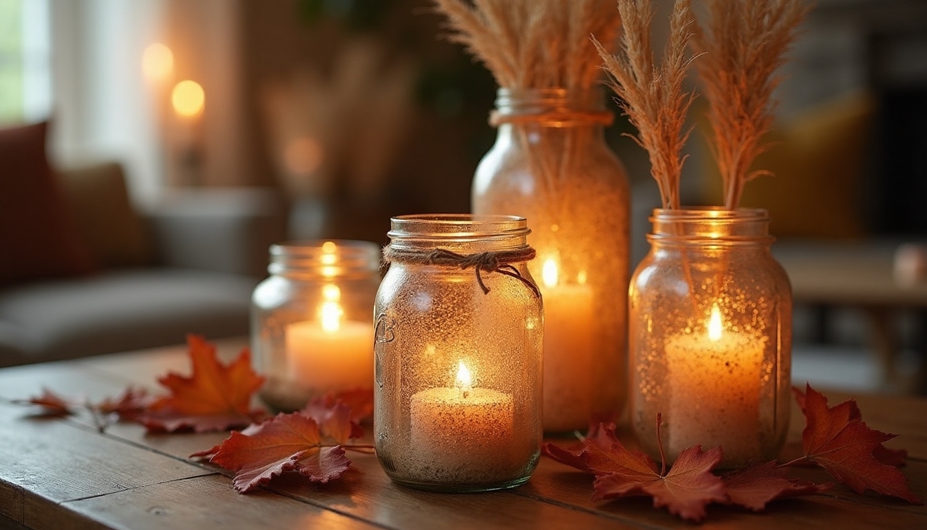 mason jar wheat candleholders