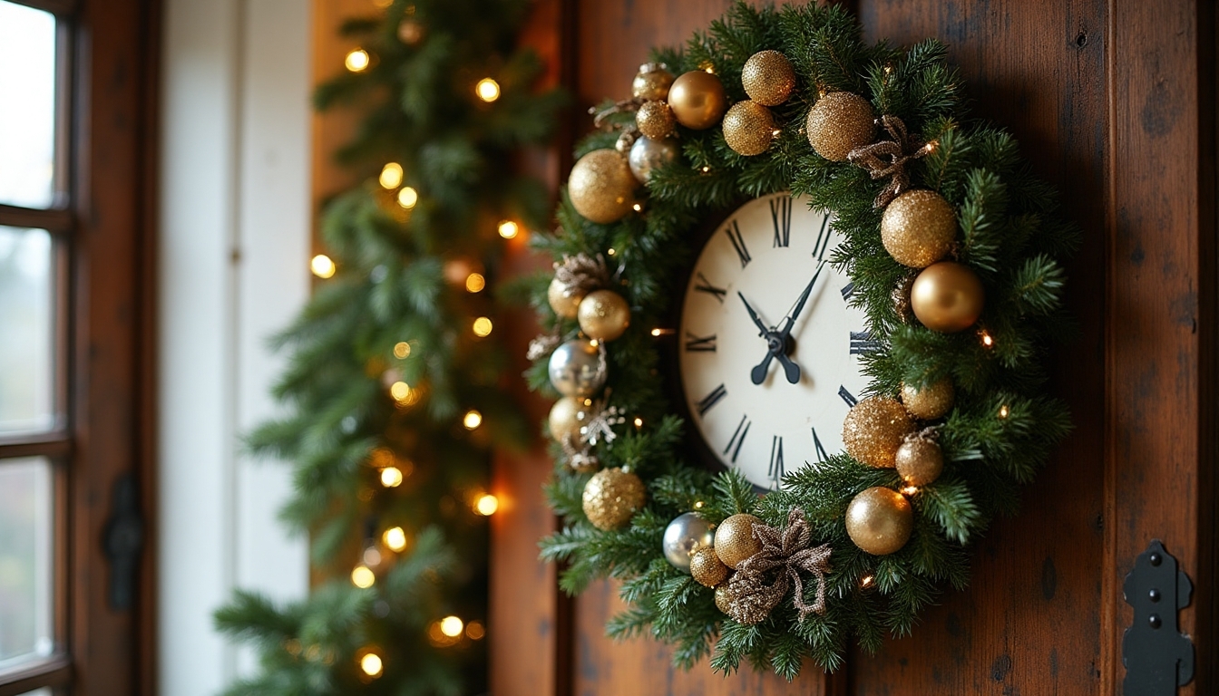 metallic clock face wreath