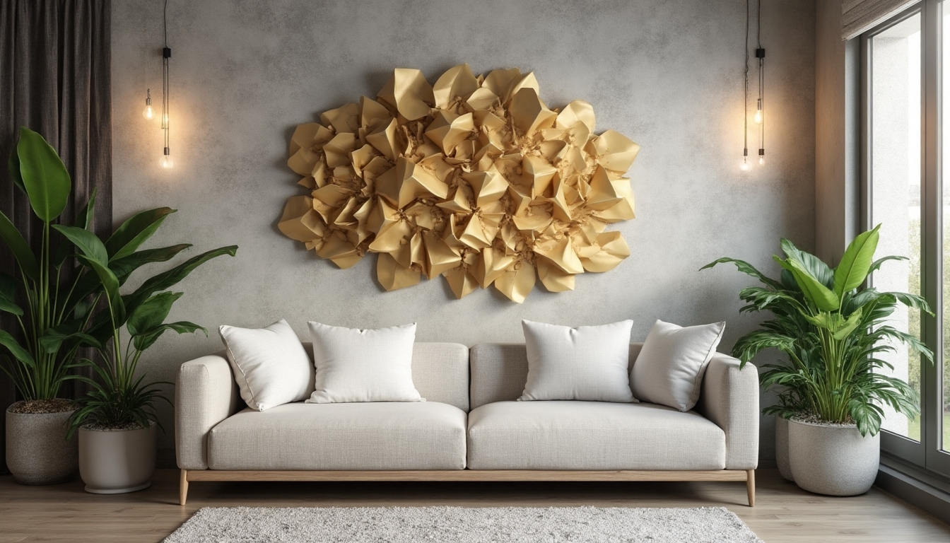 metallic geometric art display