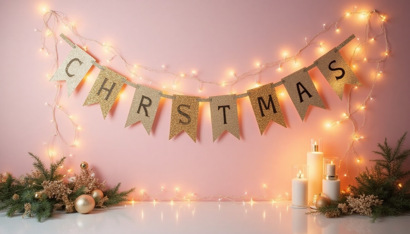 metallic geometric letter banners