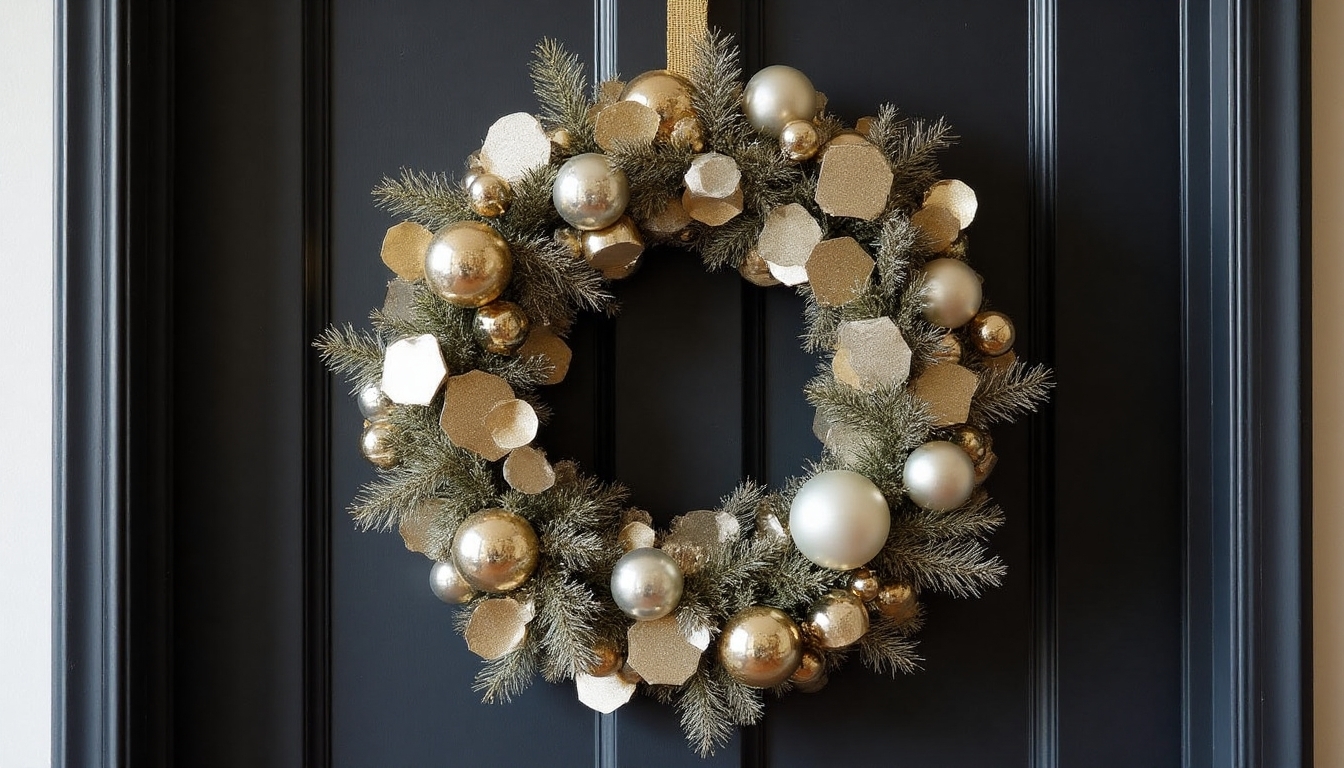 metallic holiday wreath design