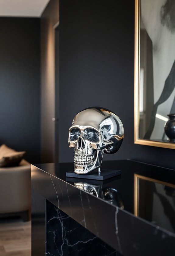 metallic skulls for decor