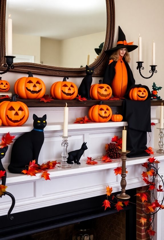 mid century halloween mantel decorations
