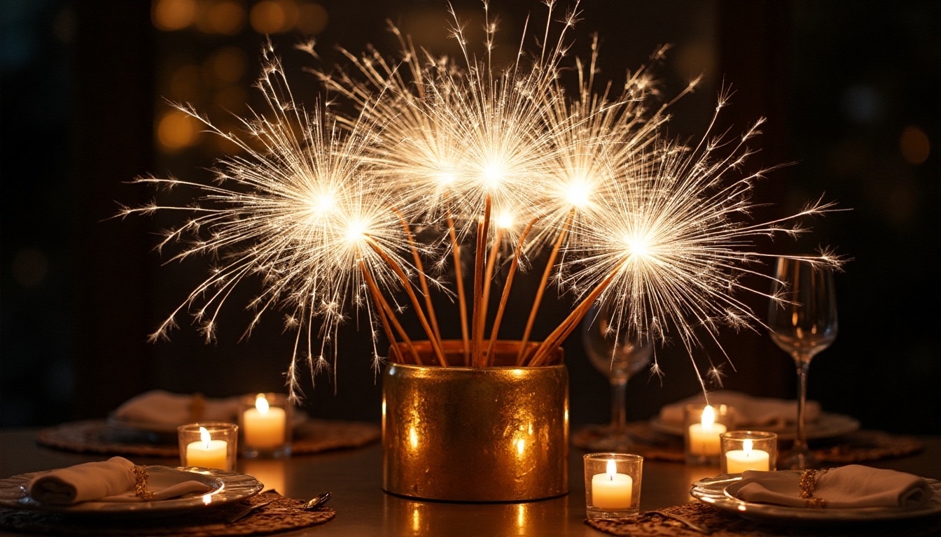 midnight sparkler centerpiece creation