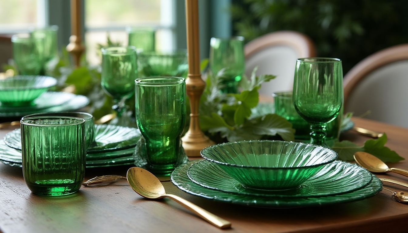mixing green glassware styles