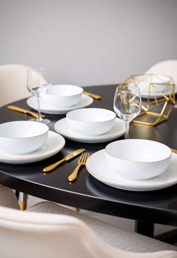 modern gold accented table settings