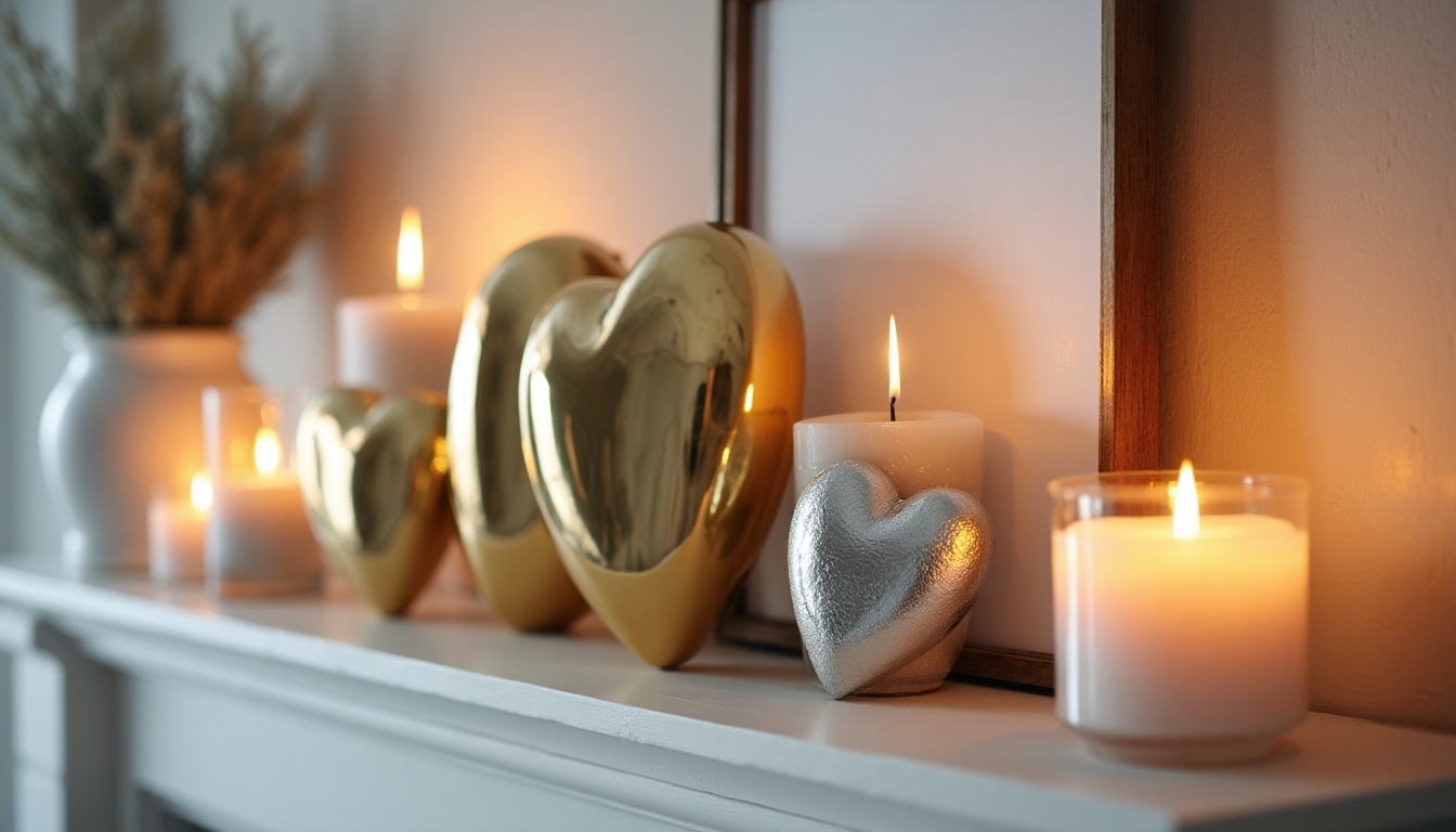 modern metallic heart d cor