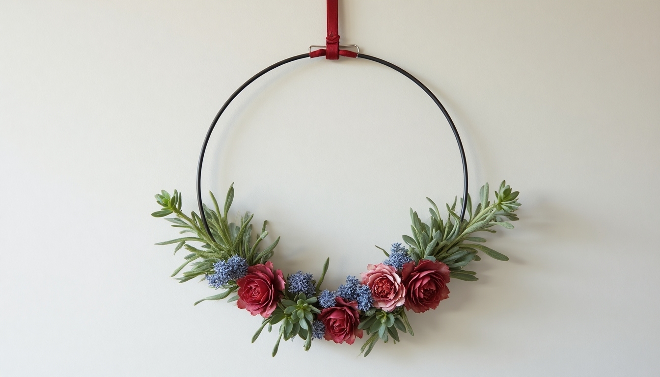 modern patriotic hoop wreath
