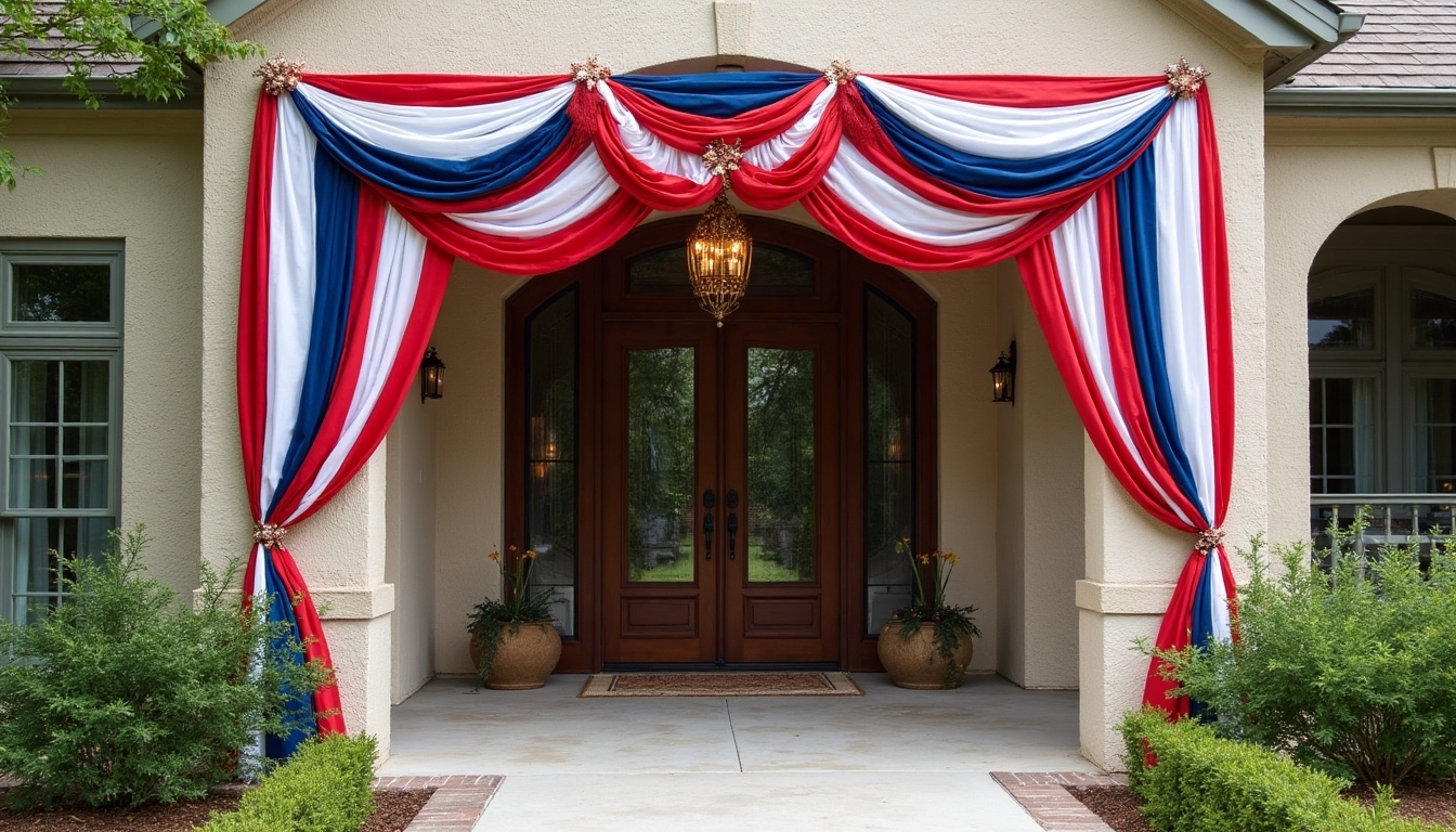 multi layer patriotic bunting display