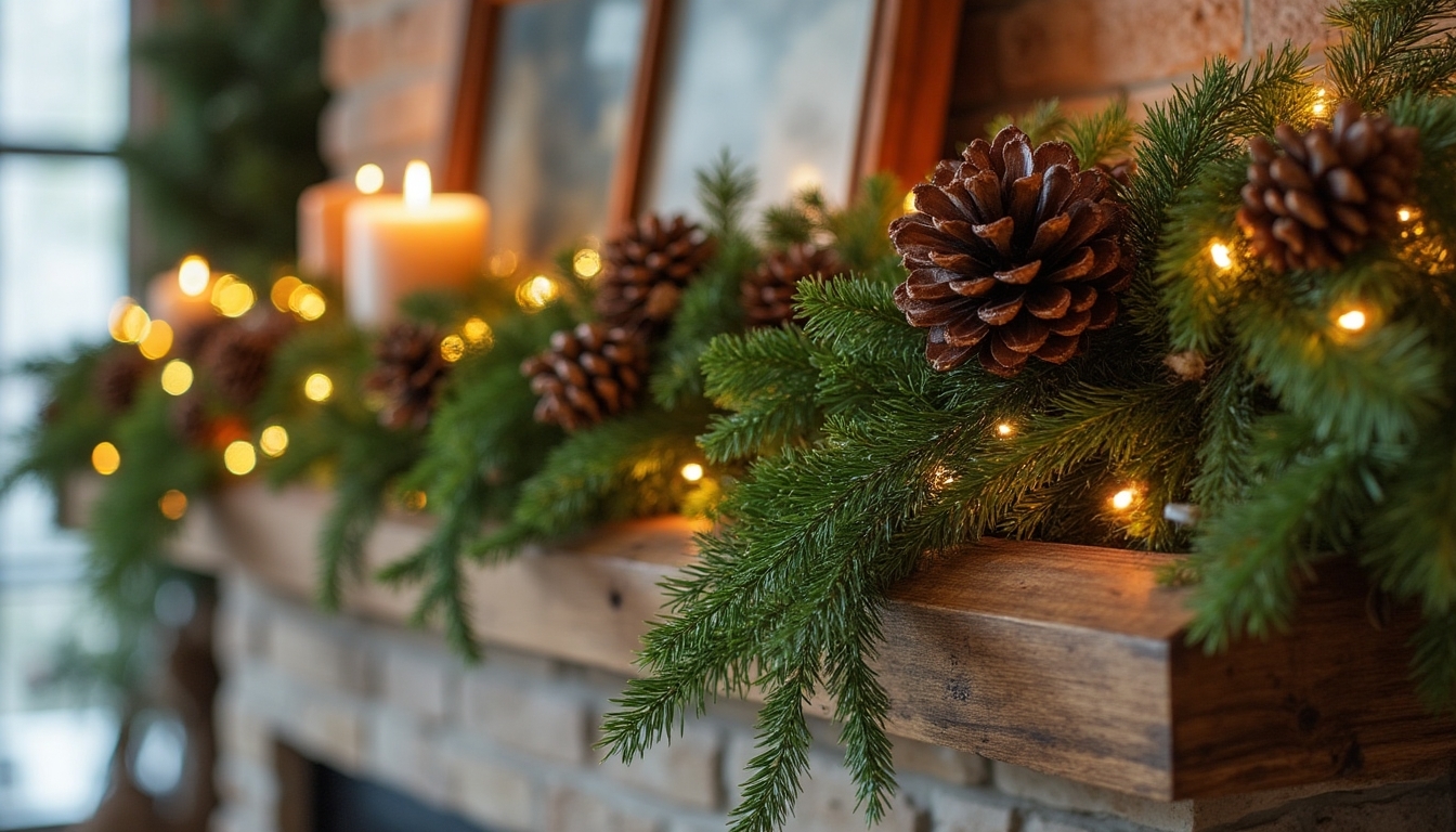 natural greenery and pinecones