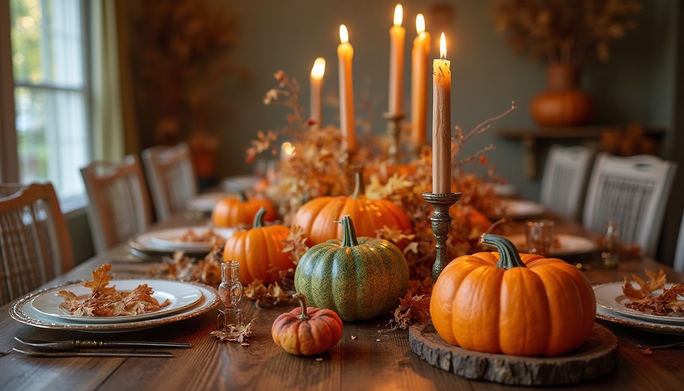 natural pumpkin centerpiece arrangement