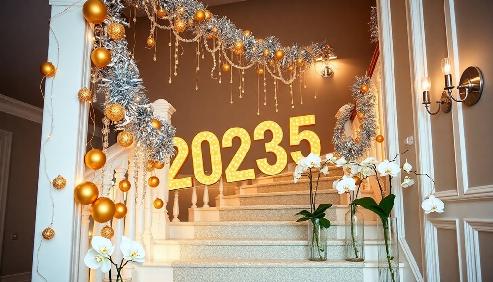 new year staircase decorations
