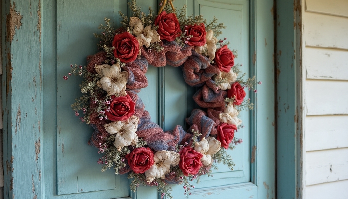 nostalgic vintage flag wreath