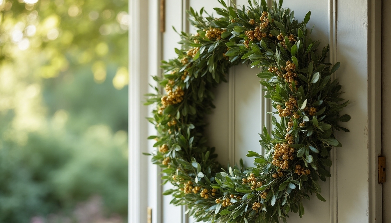 olive branches and metallic accents