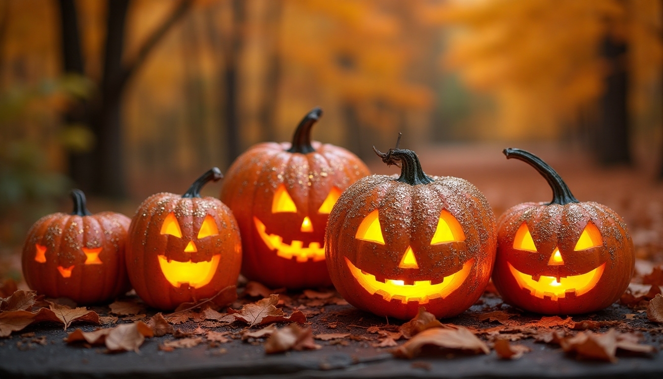 painted pumpkins with metallic accents