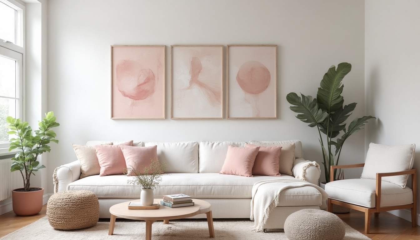 pastel art gallery wall