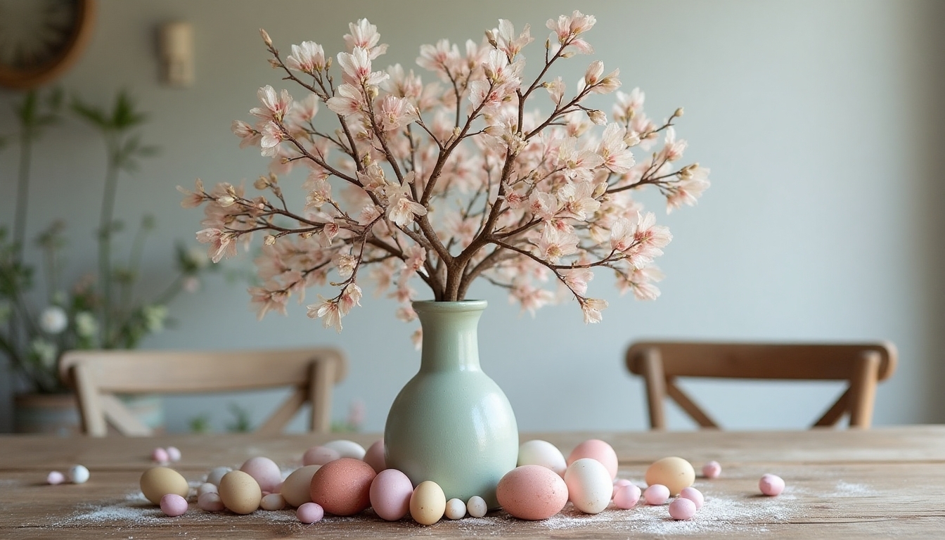 pastel branches spring centerpiece