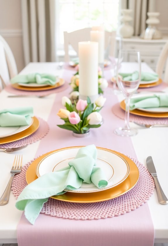 pastel easter table settings