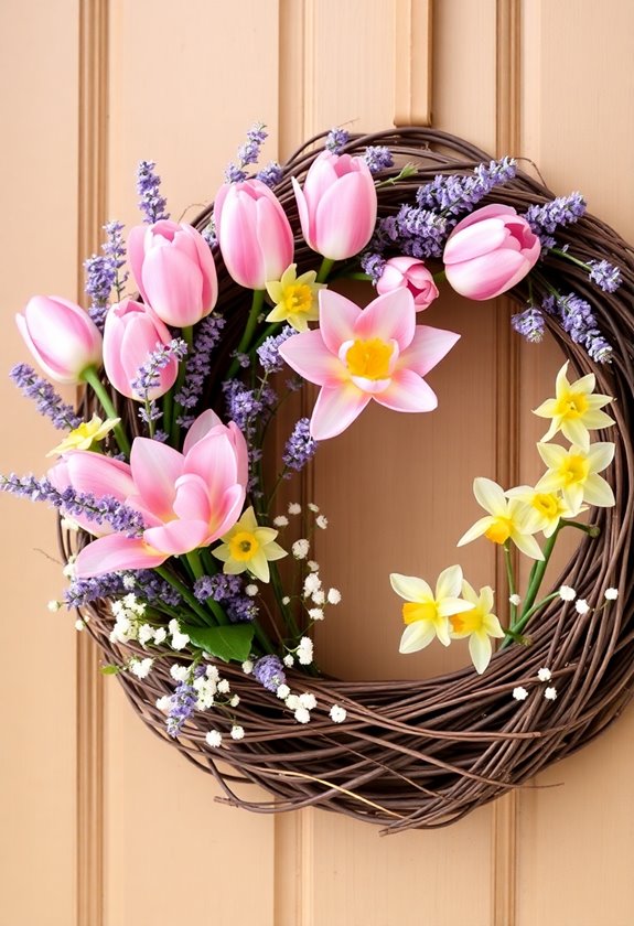 pastel flower wreath crafting