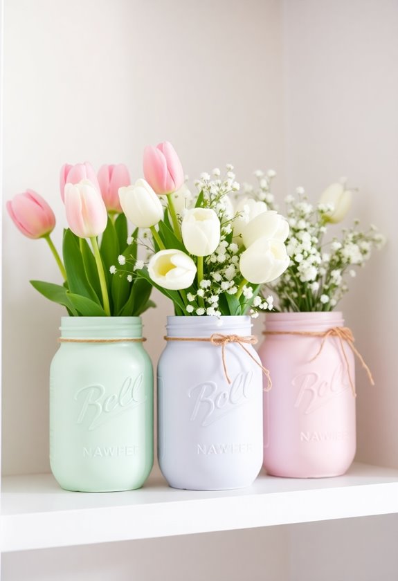 pastel painted mason jars
